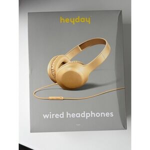 Heyday Wired Headphones Unisex OS Gold NWT Over-Ear 3.5mm Aux Microphone Remote